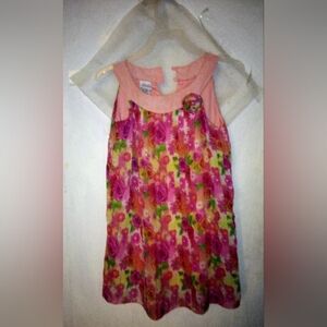 Vibrant Floral Sleeveless Dress Or Shirt